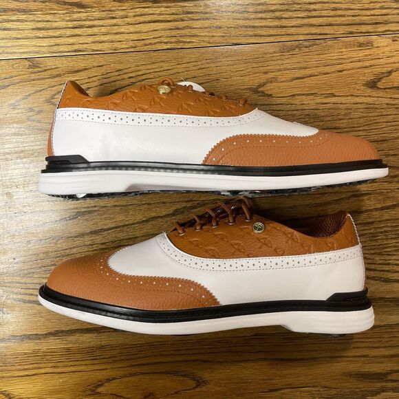 Puma Men's Arnold Palmer Golf Shoes Size 9 - 12 White Leather Brown - Picture 2 of 8